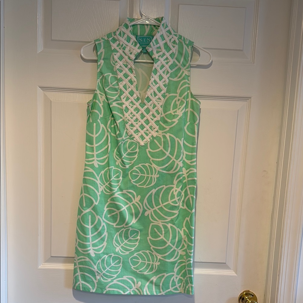 Sail to Sable Green and White Sleeveless Dress